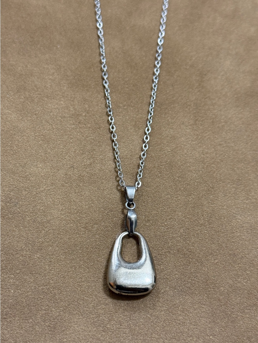 Steel Mini Purse Pendant Necklace - Silver